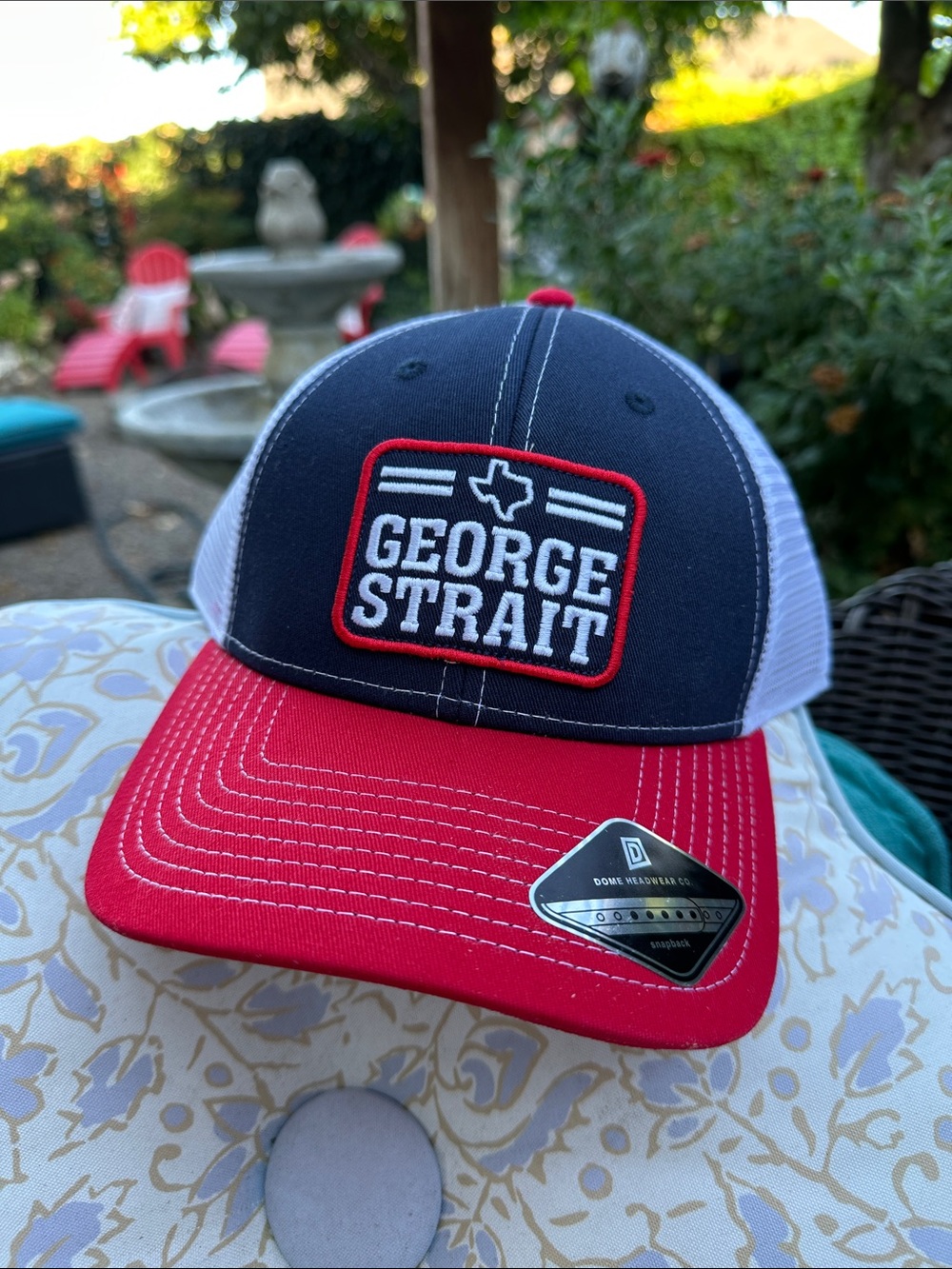 George Strait Trucker Cap - Red, Navy & White